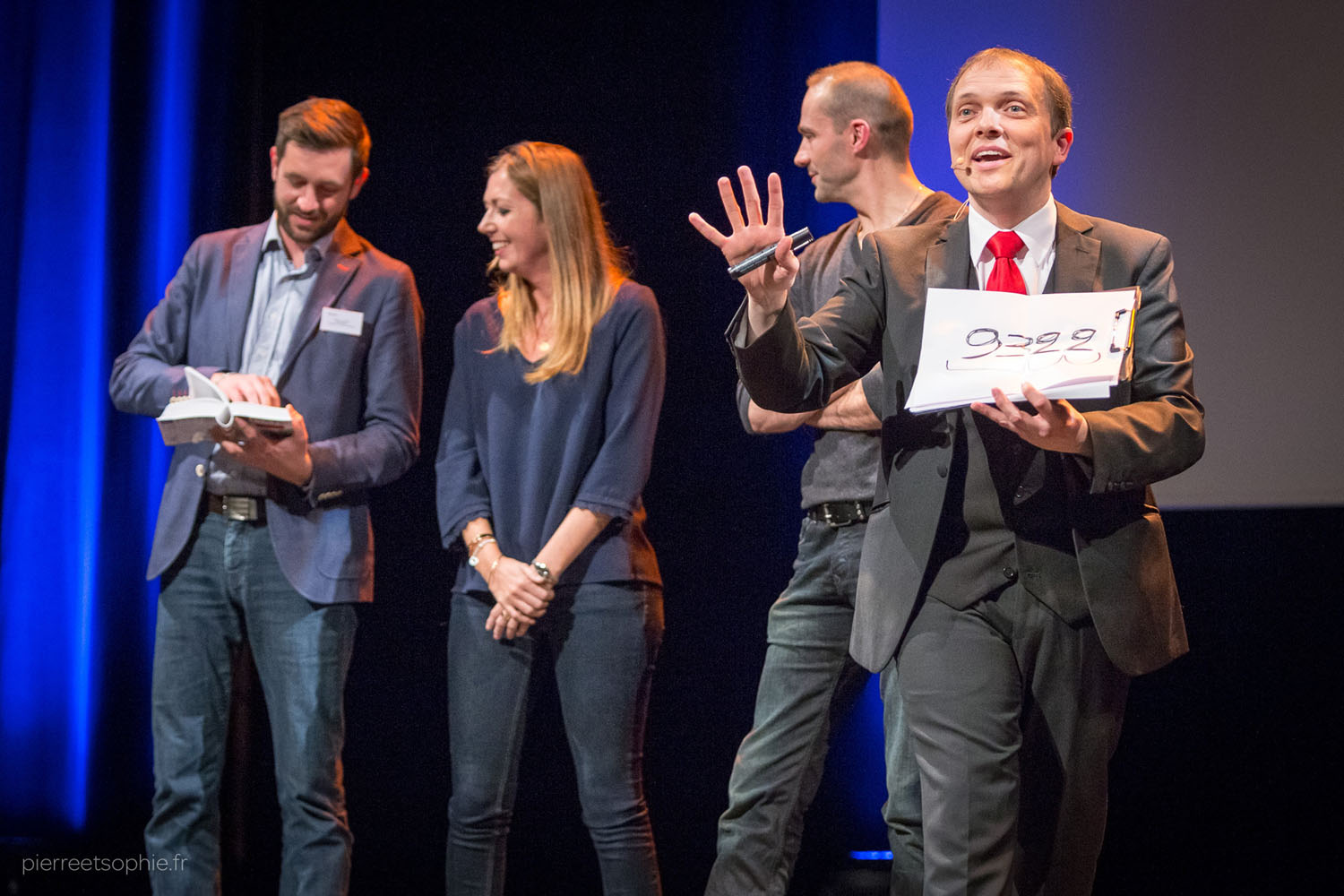 The French magician Boris Wild on stage performing his mentalism act