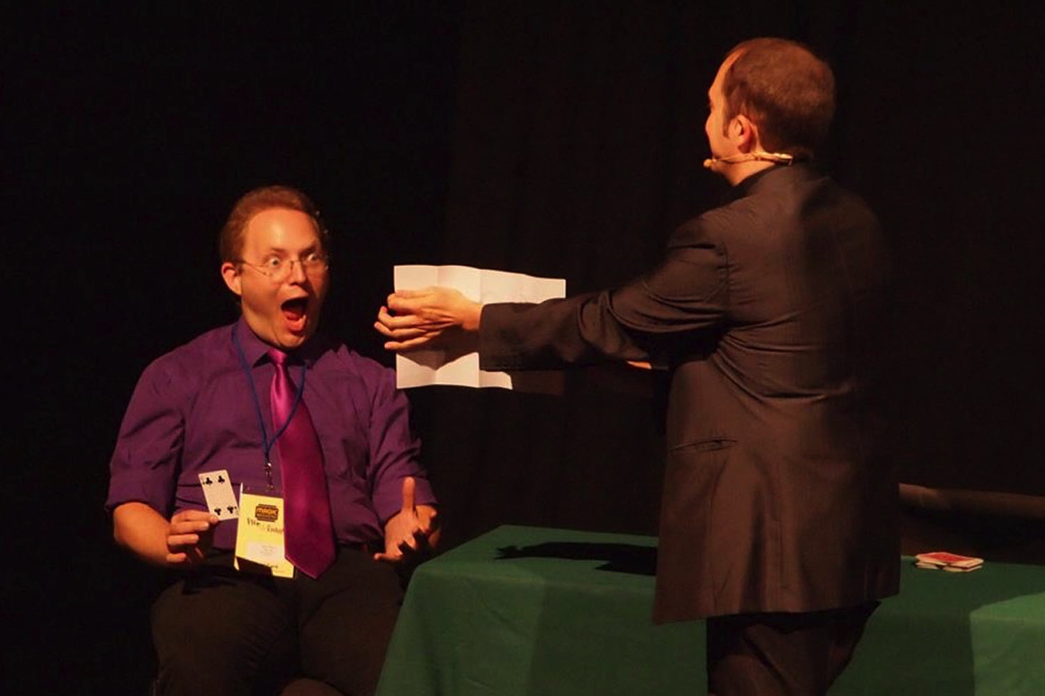 The French magician Boris Wild on stage performing his mentalism act